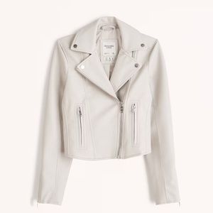 Abercrombie & Fitch Vegan Leather Moto Beige Jacket XS